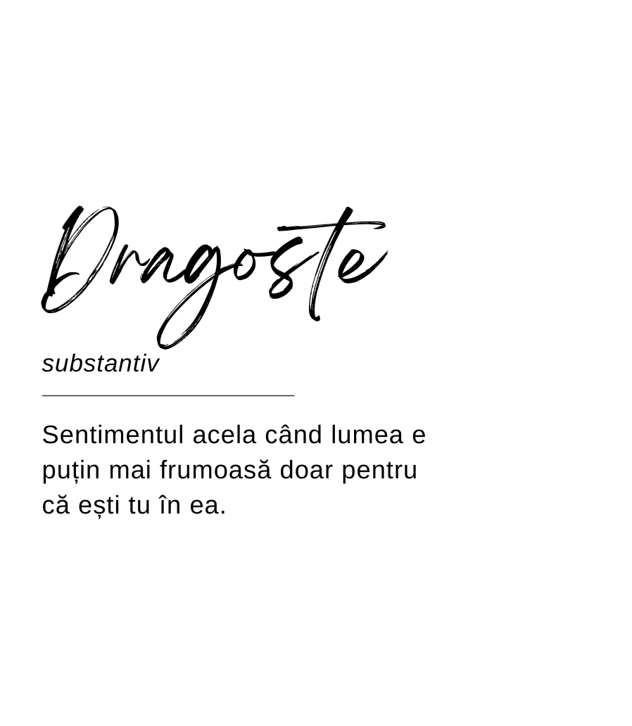 Designul etichetei lumânării Kiskedves sub formă de definiție de dicționar: „Dragoste, substantiv – Sentimentul acela când lumea e puțin mai frumoasă doar pentru că ești tu în ea.”
