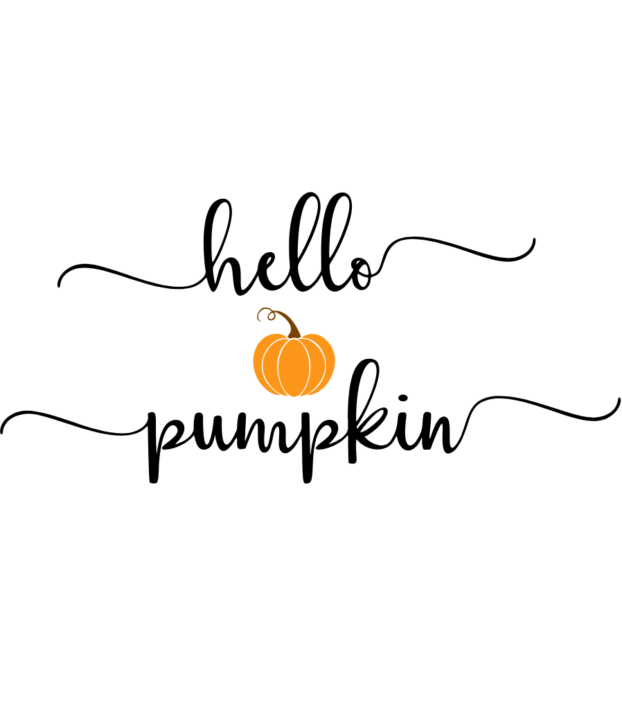 Eticheta lumânării Pumpkin Spice „hello pumpkin”: scris caligrafic subțire cu un mic dovleac portocaliu
