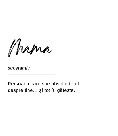 Designul etichetei lumânării Kiskedves sub formă de definiție de dicționar: „Mama, substantiv – Persoana care știe absolut totul despre tine… și tot îți gătește.”