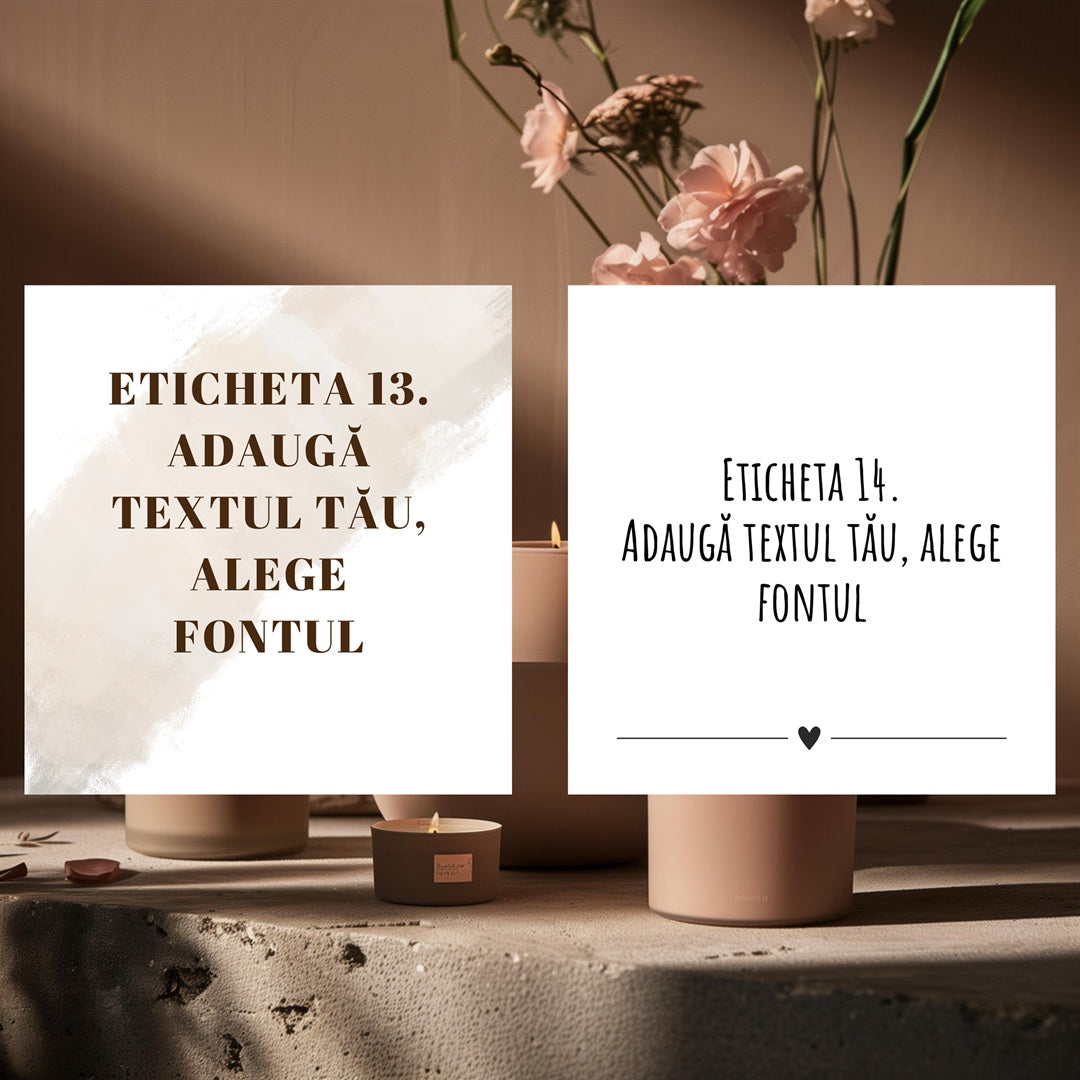 Stilurile de etichete ale difuzorului Kiskedves, modelele 13–14 – pe fiecare „adaugă textul tău și alege fontul”
