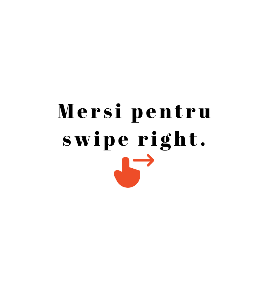 Designul etichetei lumânării Kiskedves: textul „Mersi pentru swipe right.” cu o pictogramă roșie de swipe right